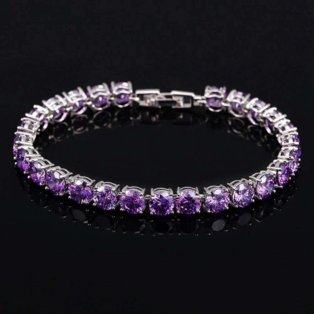 Tennis Bracelet | Sterling Silver & AAA Cubic Zirconia Heart Accent | 18 cm + 2.5 cm Extension