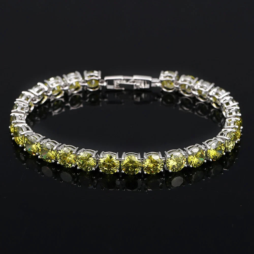 Tennis Bracelet | Sterling Silver & AAA Cubic Zirconia Heart Accent | 18 cm + 2.5 cm Extension