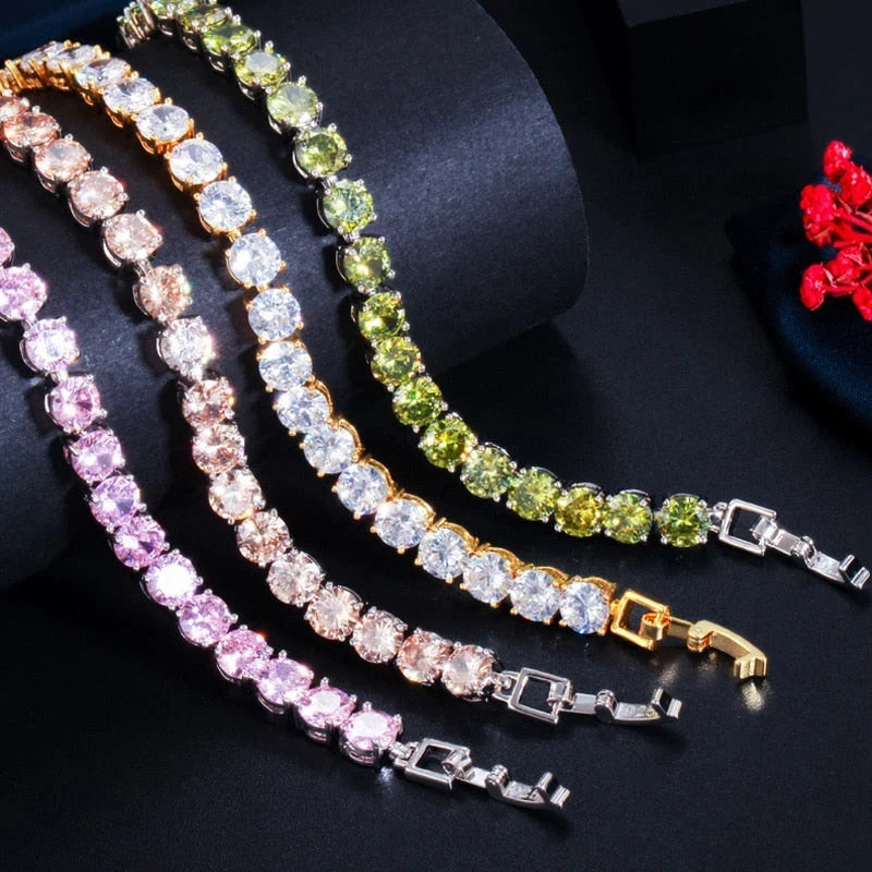 Tennis Bracelet | Sterling Silver & AAA Cubic Zirconia Heart Accent | 18 cm + 2.5 cm Extension