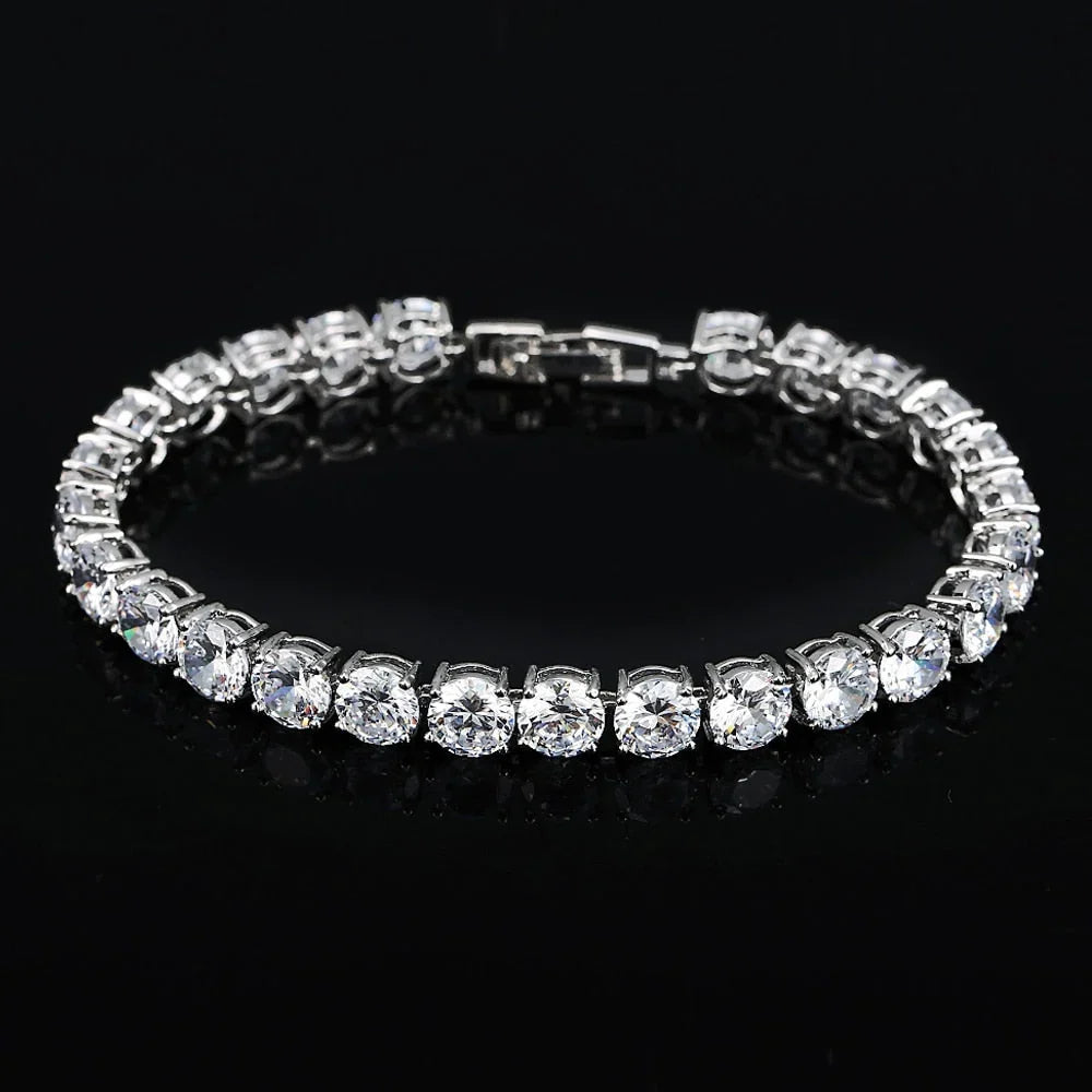Tennis Bracelet | Sterling Silver & AAA Cubic Zirconia Heart Accent | 18 cm + 2.5 cm Extension