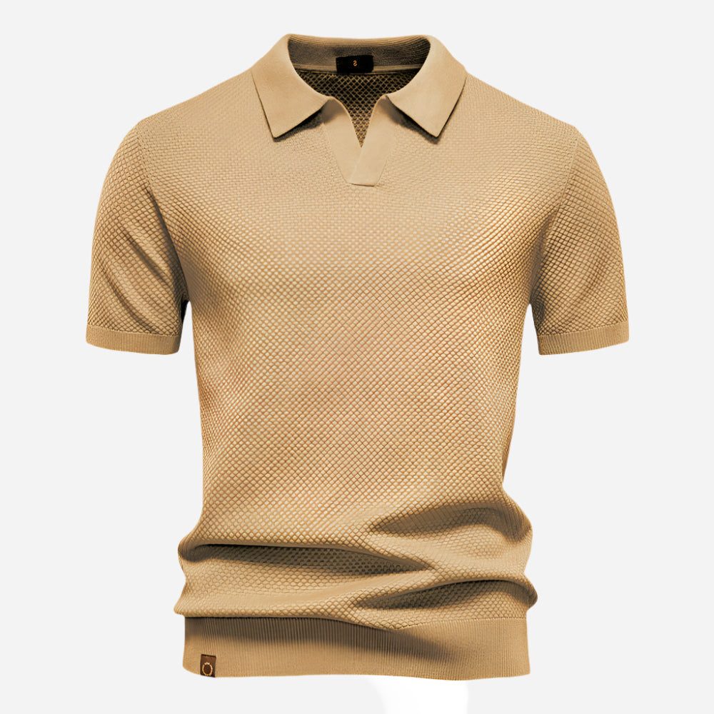 Textured Knit Polo Shirt for Men