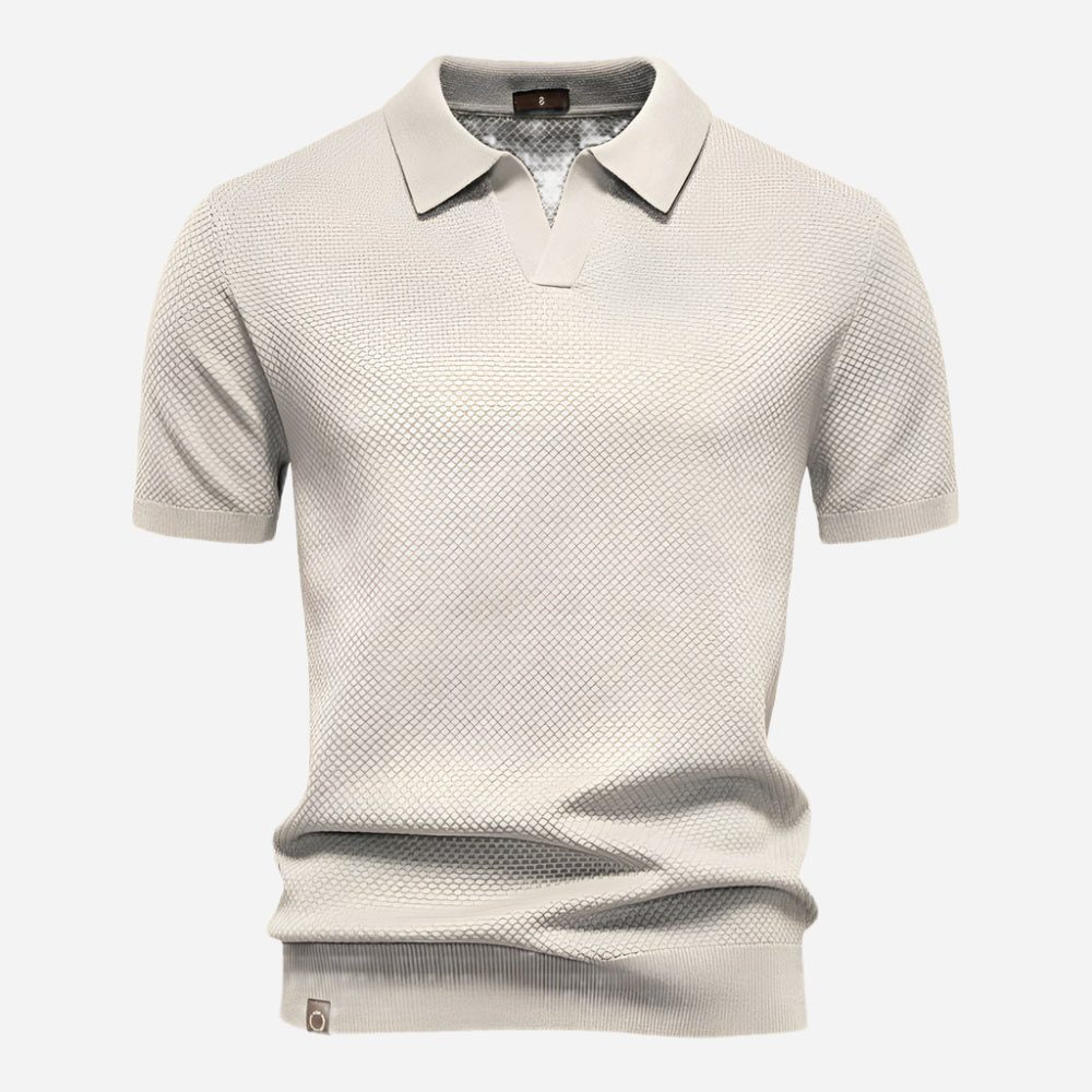 Textured Knit Polo Shirt for Men