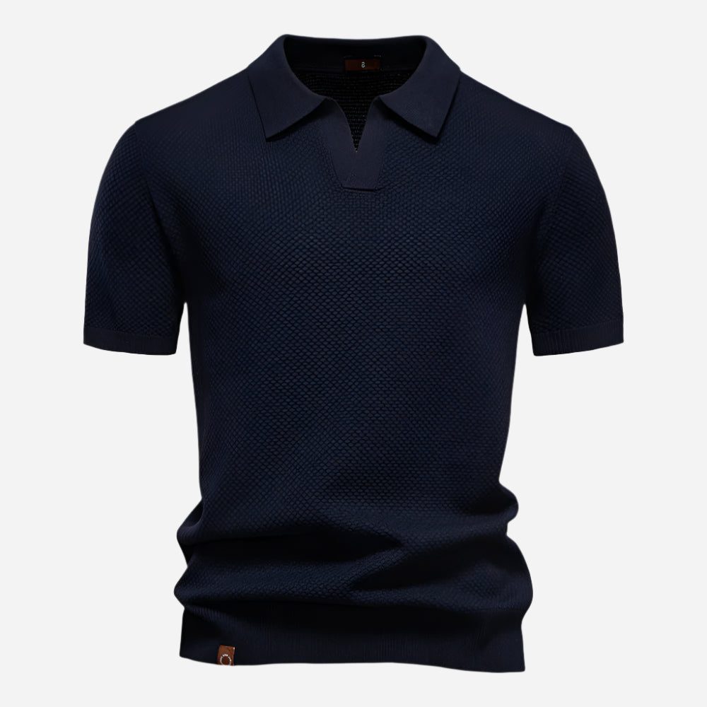 Textured Knit Polo Shirt for Men