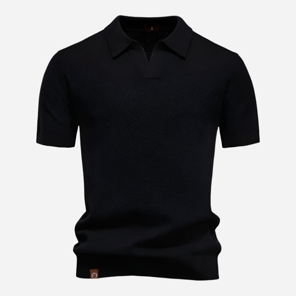 Textured Knit Polo Shirt for Men