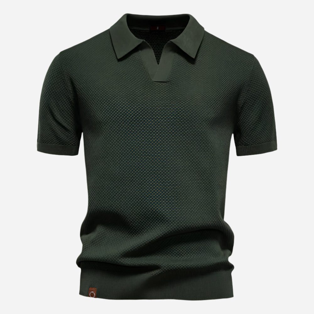 Textured Knit Polo Shirt for Men