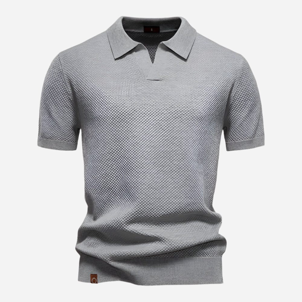Textured Knit Polo Shirt for Men
