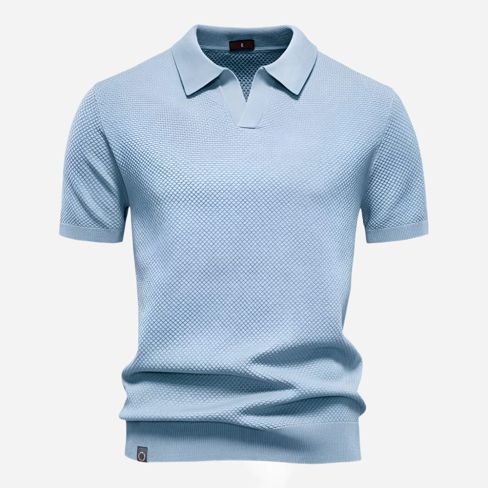 Textured Knit Polo Shirt for Men