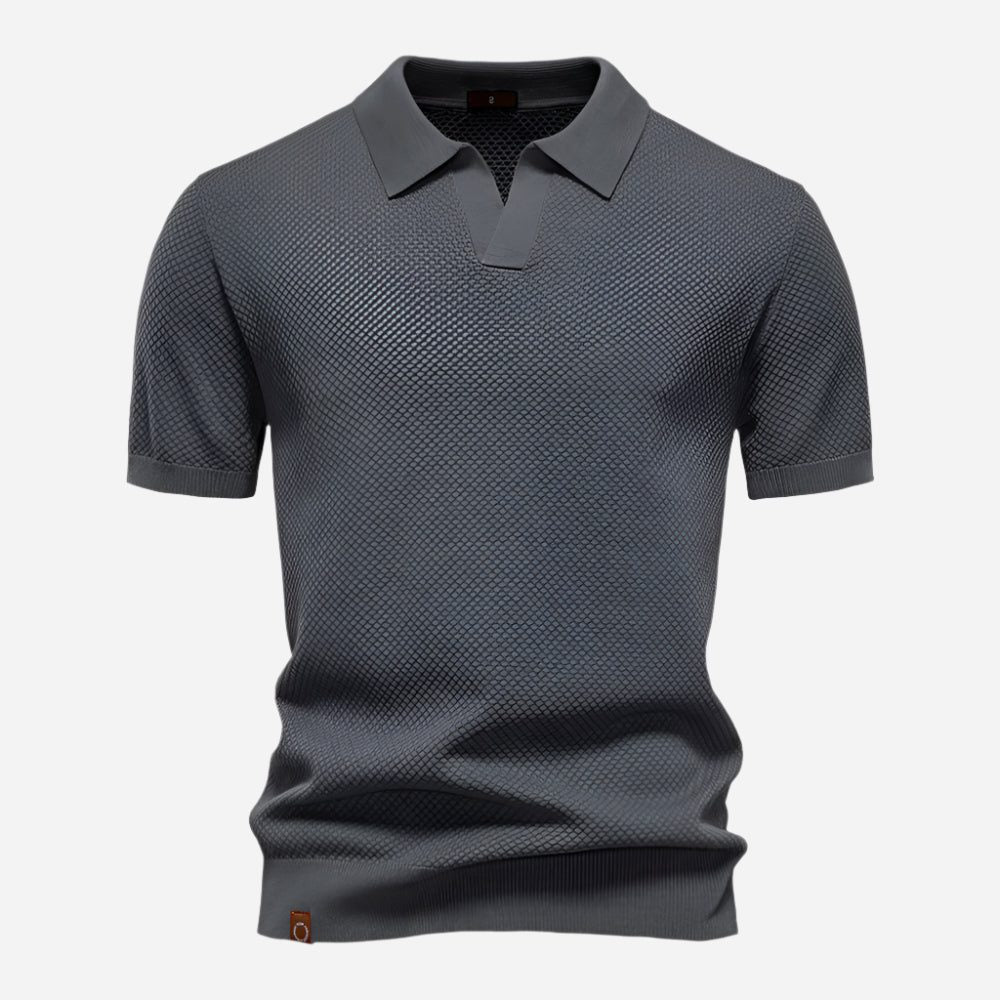 Textured Knit Polo Shirt for Men