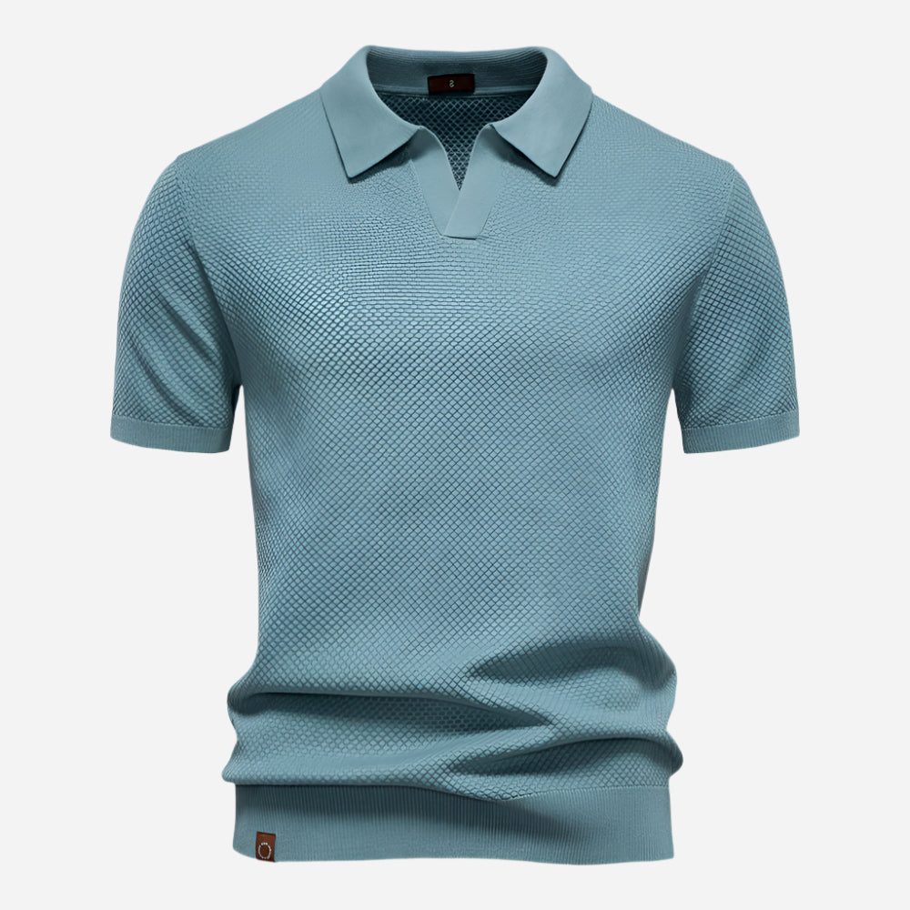 Textured Knit Polo Shirt for Men