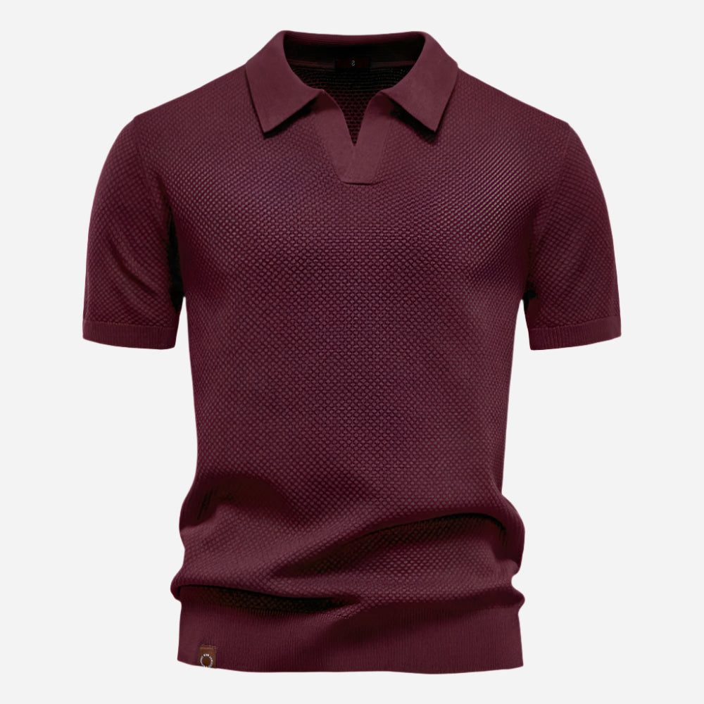 Textured Knit Polo Shirt for Men