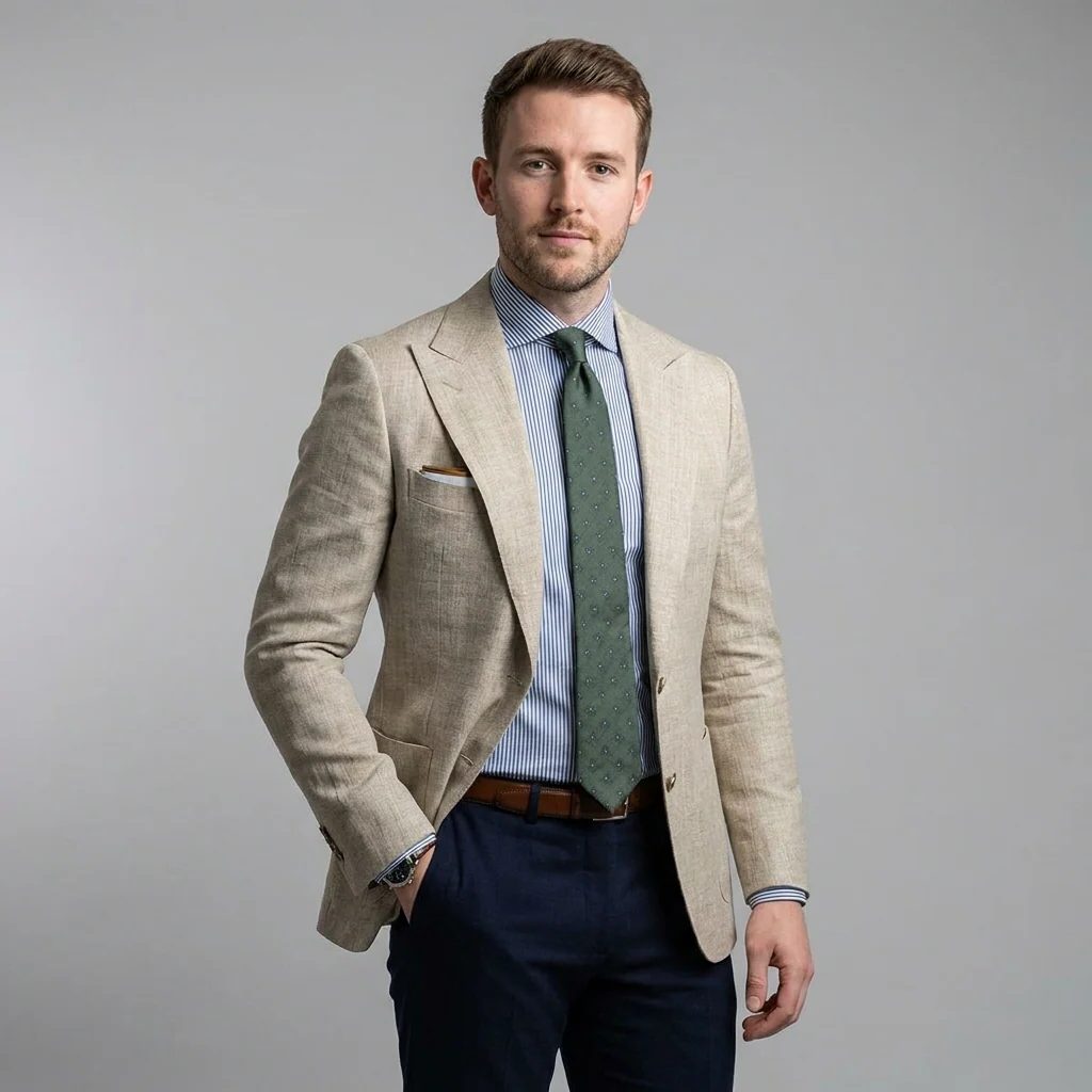 Textured Notch Lapel Blazer for Men