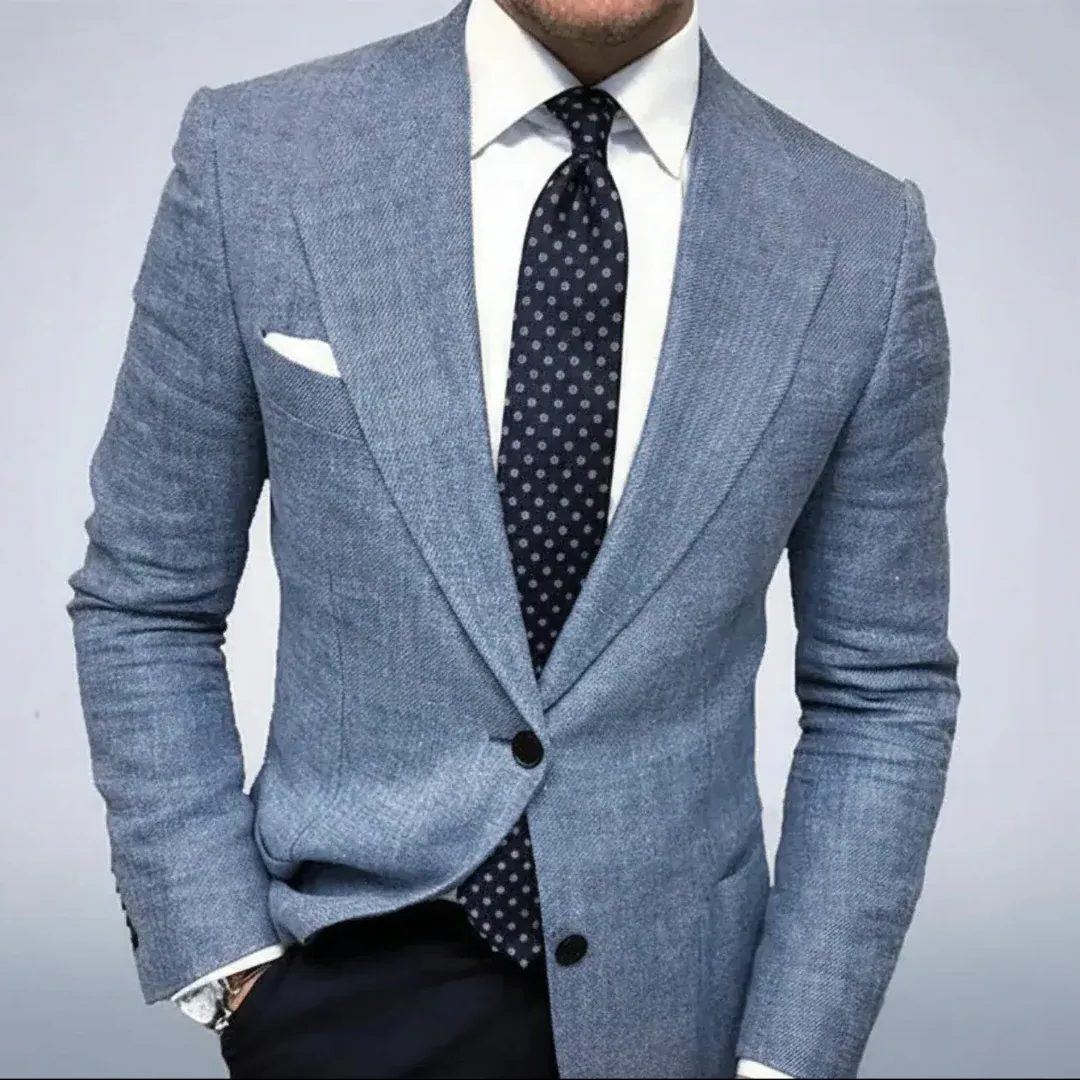 Textured Notch Lapel Blazer for Men