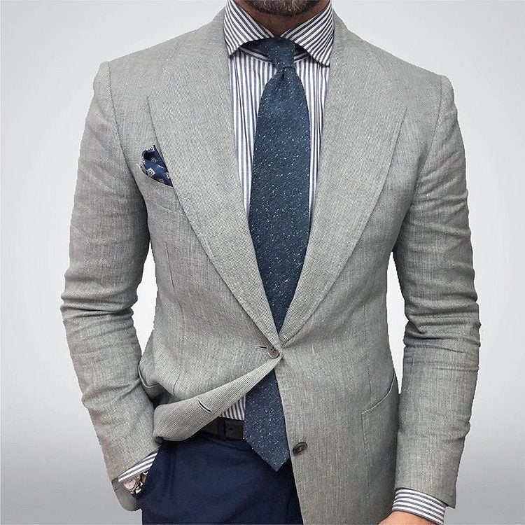 Textured Notch Lapel Blazer for Men