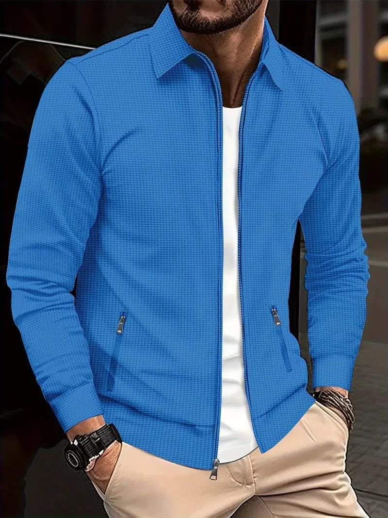 Textured Zip-Up Overshirt for Men