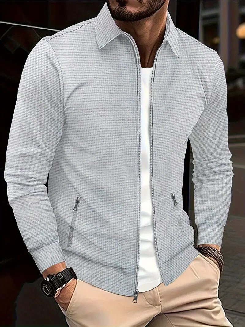 Textured Zip-Up Overshirt for Men