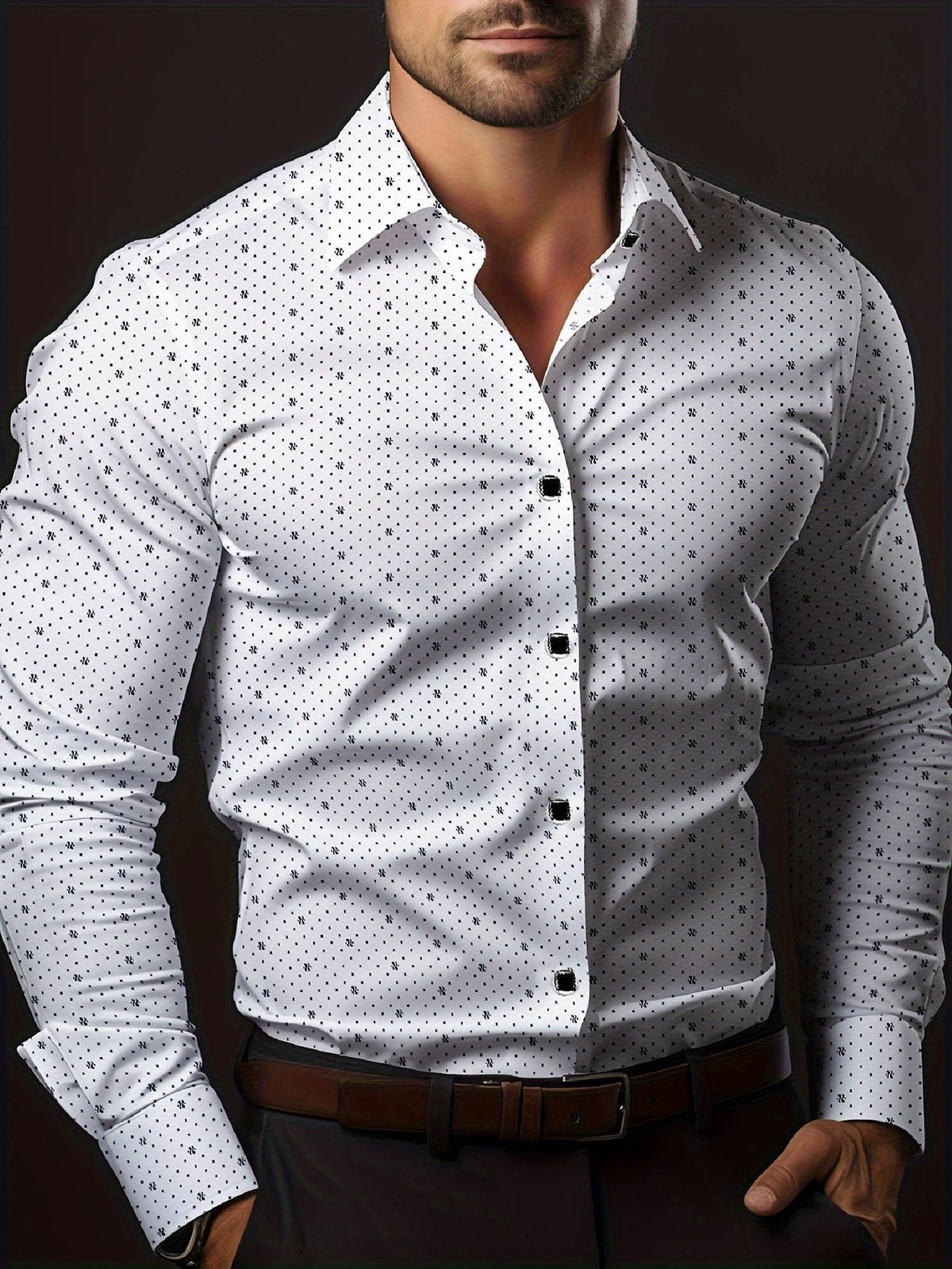 Thaddeus | Men's Slim Fit Button-Down Shirt with Long Sleeves