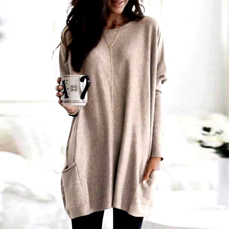 Thelma - Women's Round Neck Oversized Long Sleeve Sweater