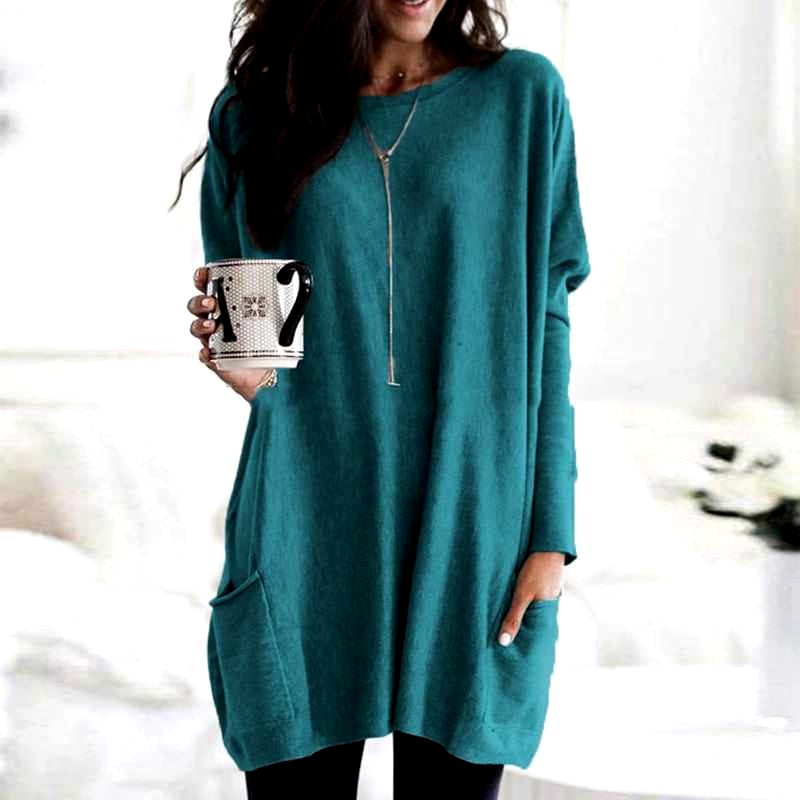 Thelma - Women's Round Neck Oversized Long Sleeve Sweater