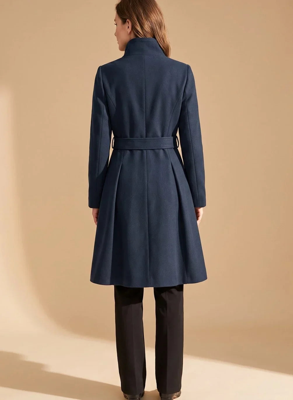 Theodora - Women's Double-Breasted A-Line Coat with Notch Lapels