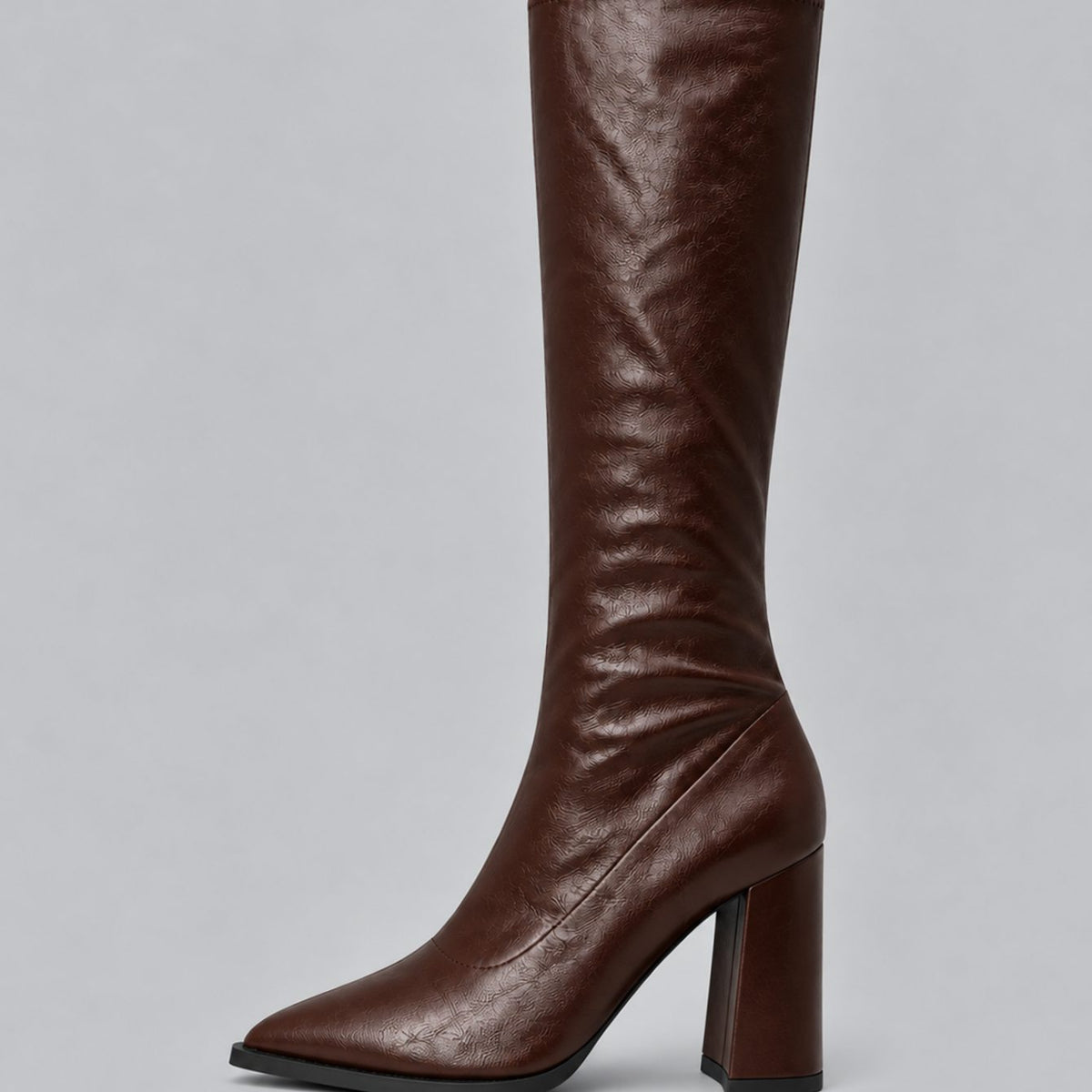 Theodora - Women's Pointed-Toe Knee-High Boots with Block Heel