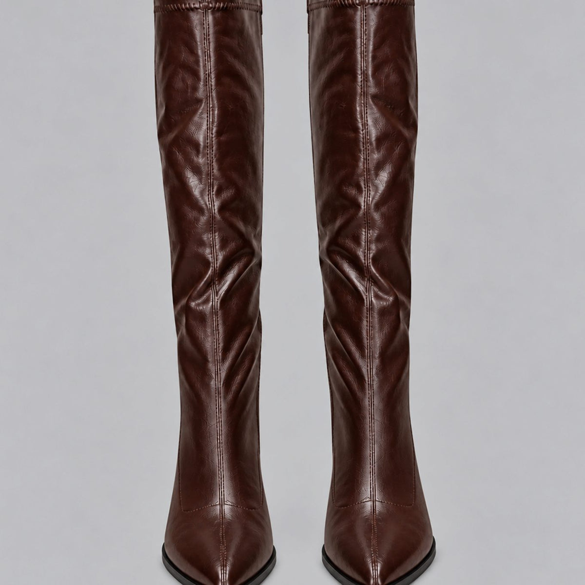 Theodora - Women's Pointed-Toe Knee-High Boots with Block Heel