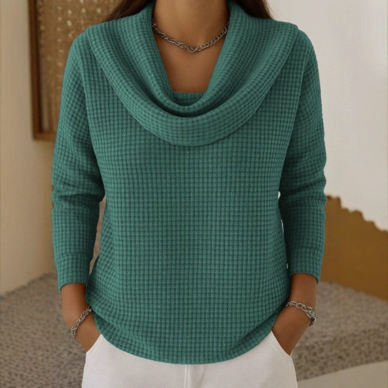 Lucia | Cowl Neck Waffle Sweater