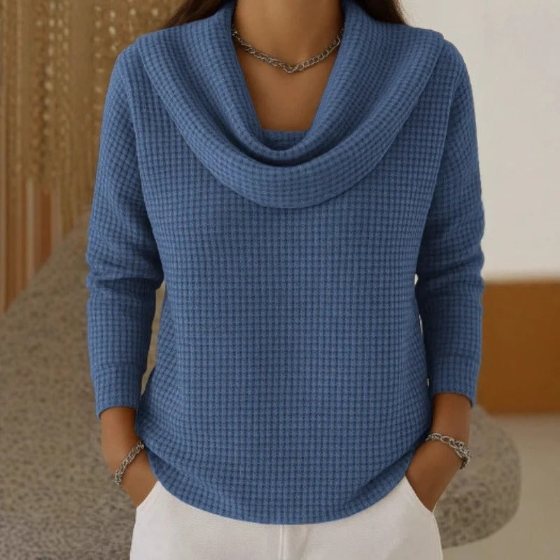 Lucia | Cowl Neck Waffle Sweater