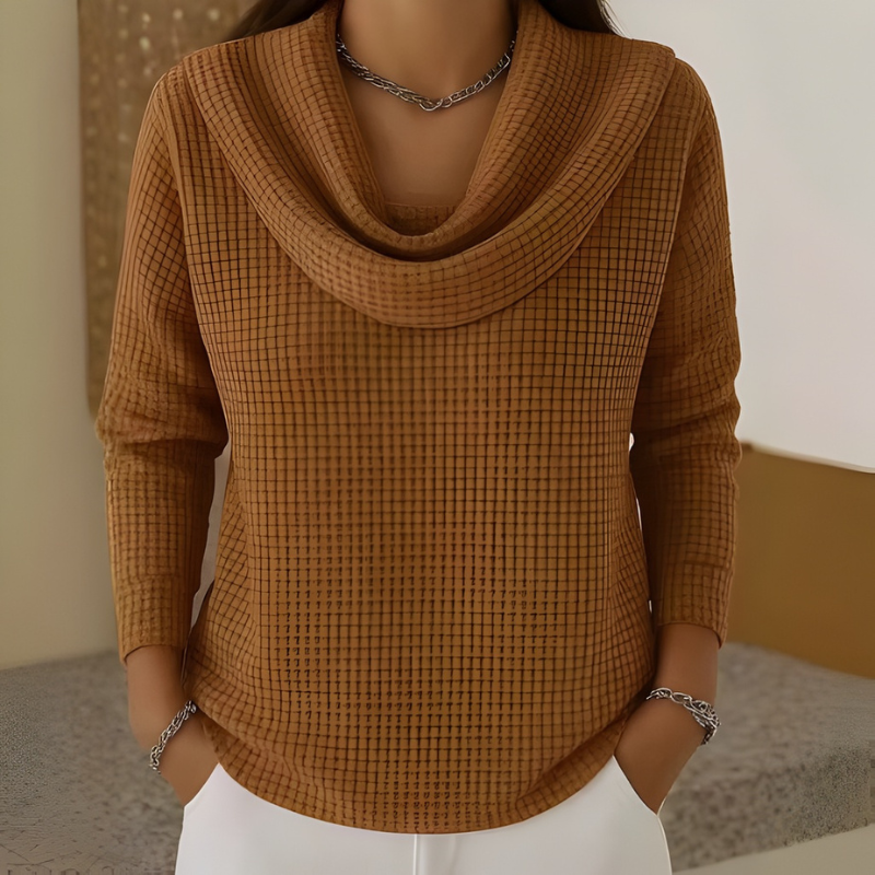 Lucia | Cowl Neck Waffle Sweater