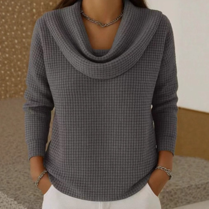 Lucia | Cowl Neck Waffle Sweater