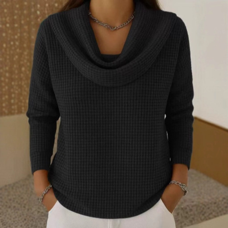 Lucia | Cowl Neck Waffle Sweater