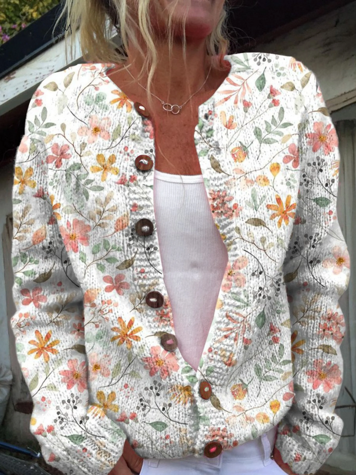 Sylvie | Floral Print Open Front Plus Size Cardigan