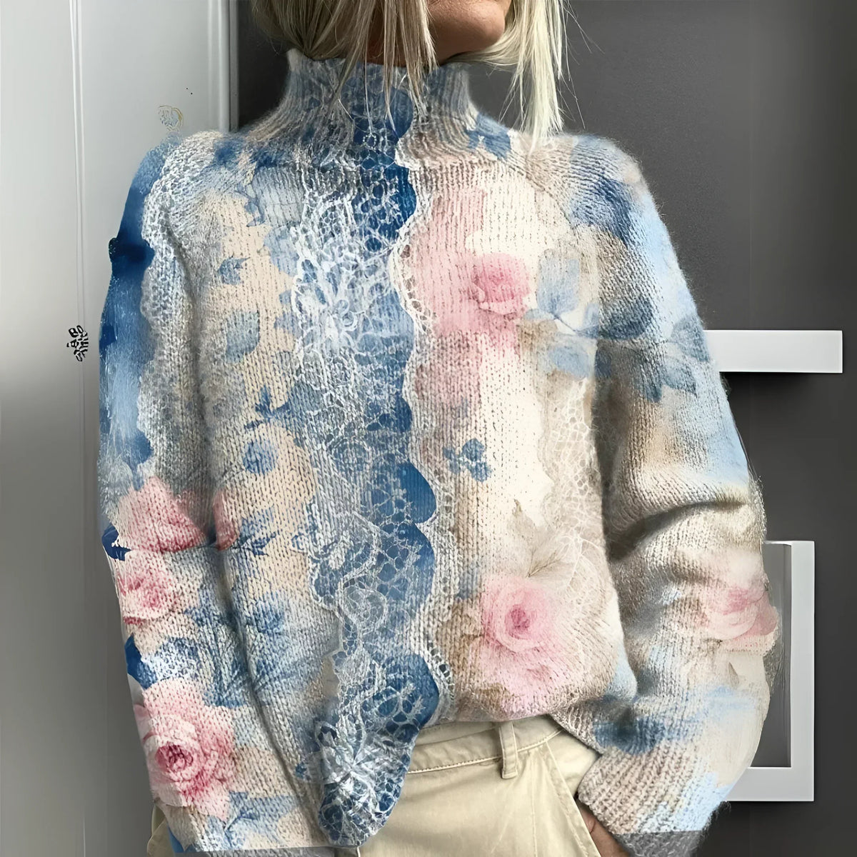 Aurelia | Floral Print Turtleneck Sweater