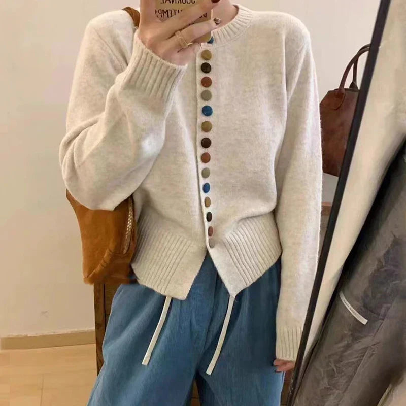 Nessa | Button-Front Cream Cardigan
