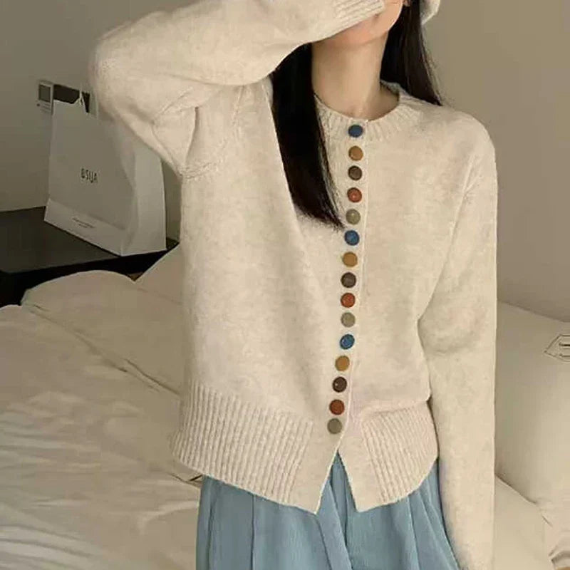 Nessa | Button-Front Cream Cardigan