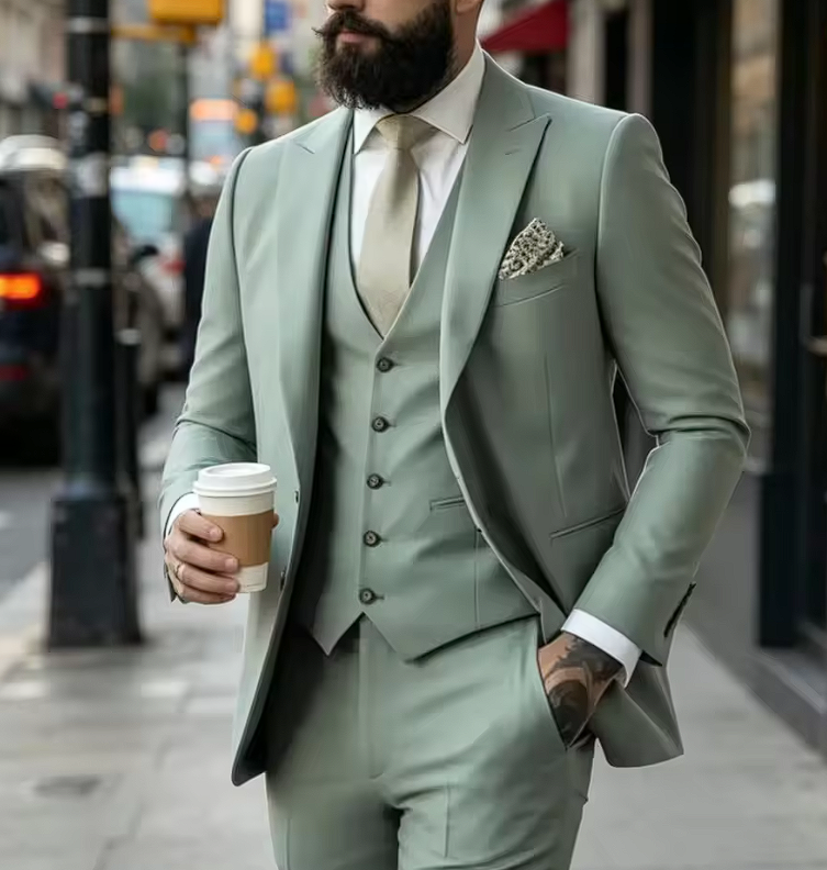 Three-Piece Blazer Set with Vest for Men