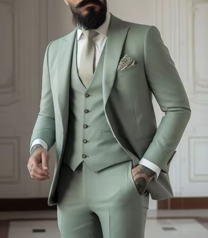 Three-Piece Blazer Set with Vest for Men
