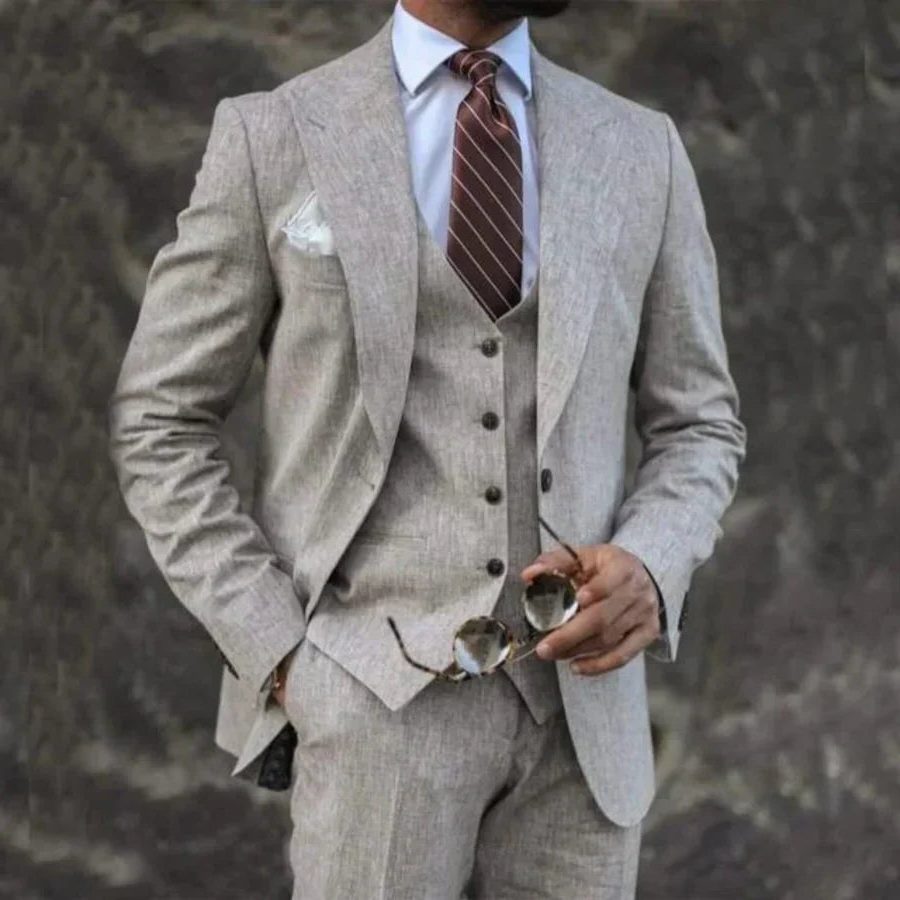 Three-Piece Double-Breasted Blazer Set for Men