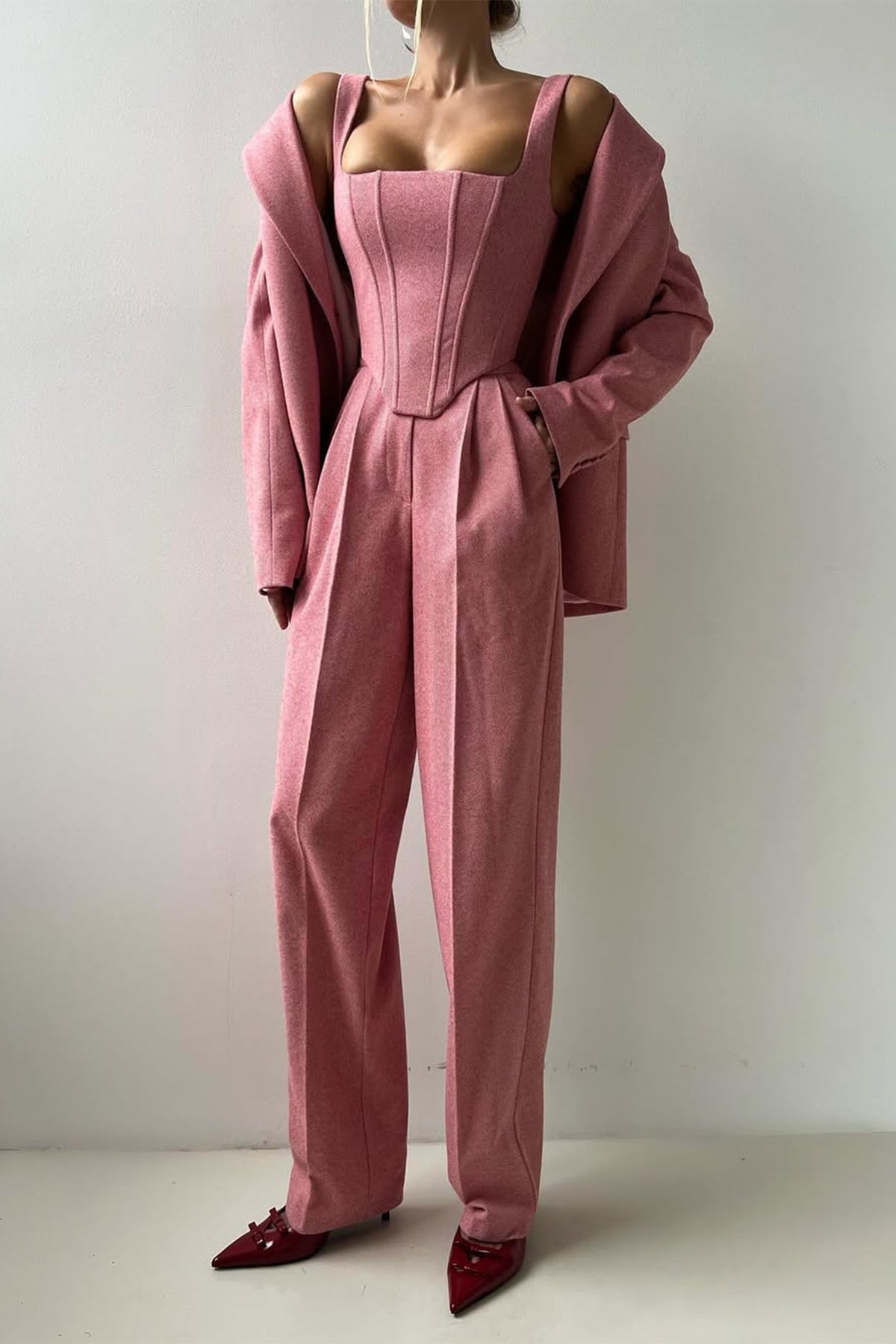 Three-Piece Set with Double-Breasted Blazer