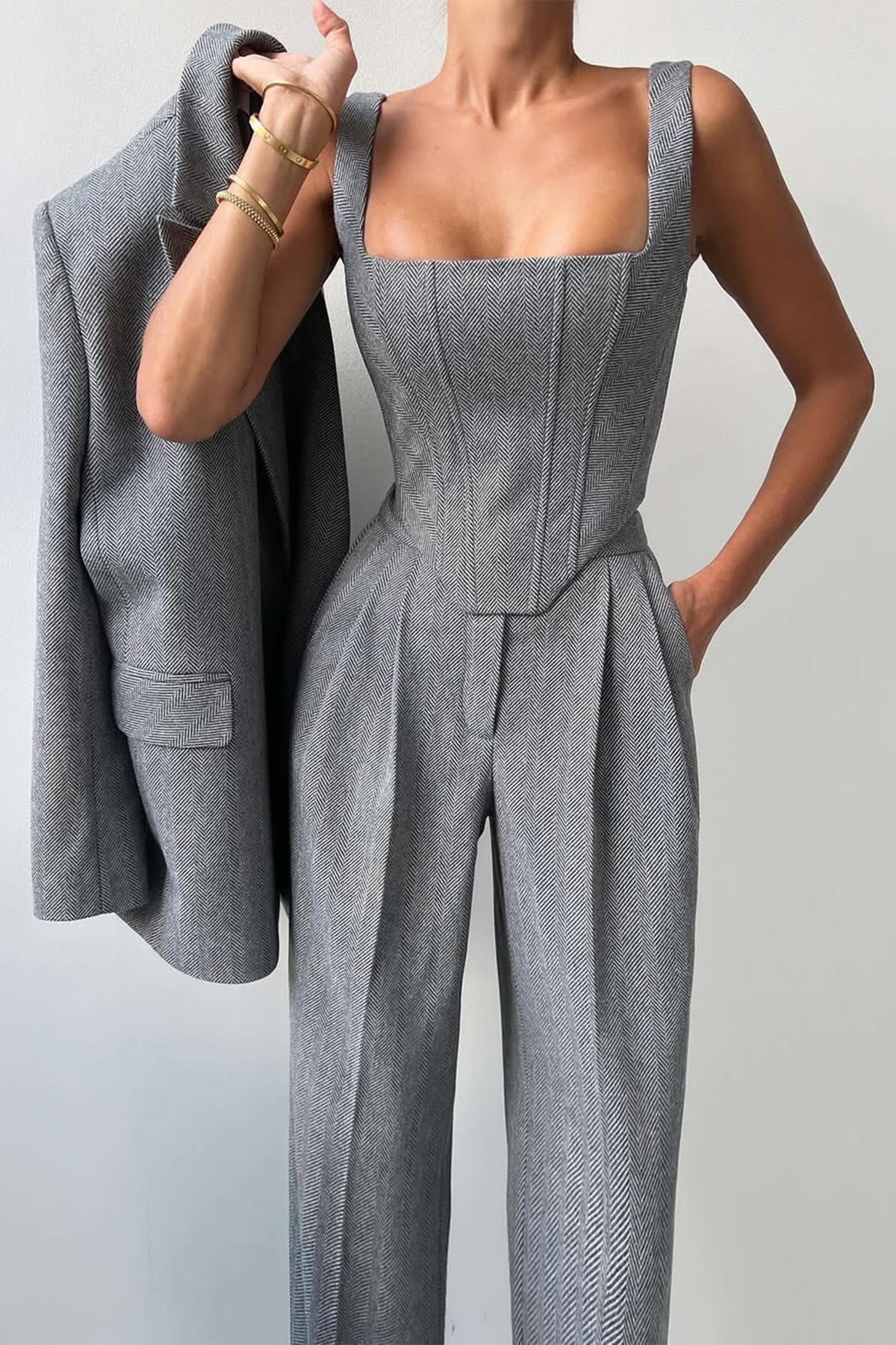 Three-Piece Set with Double-Breasted Blazer