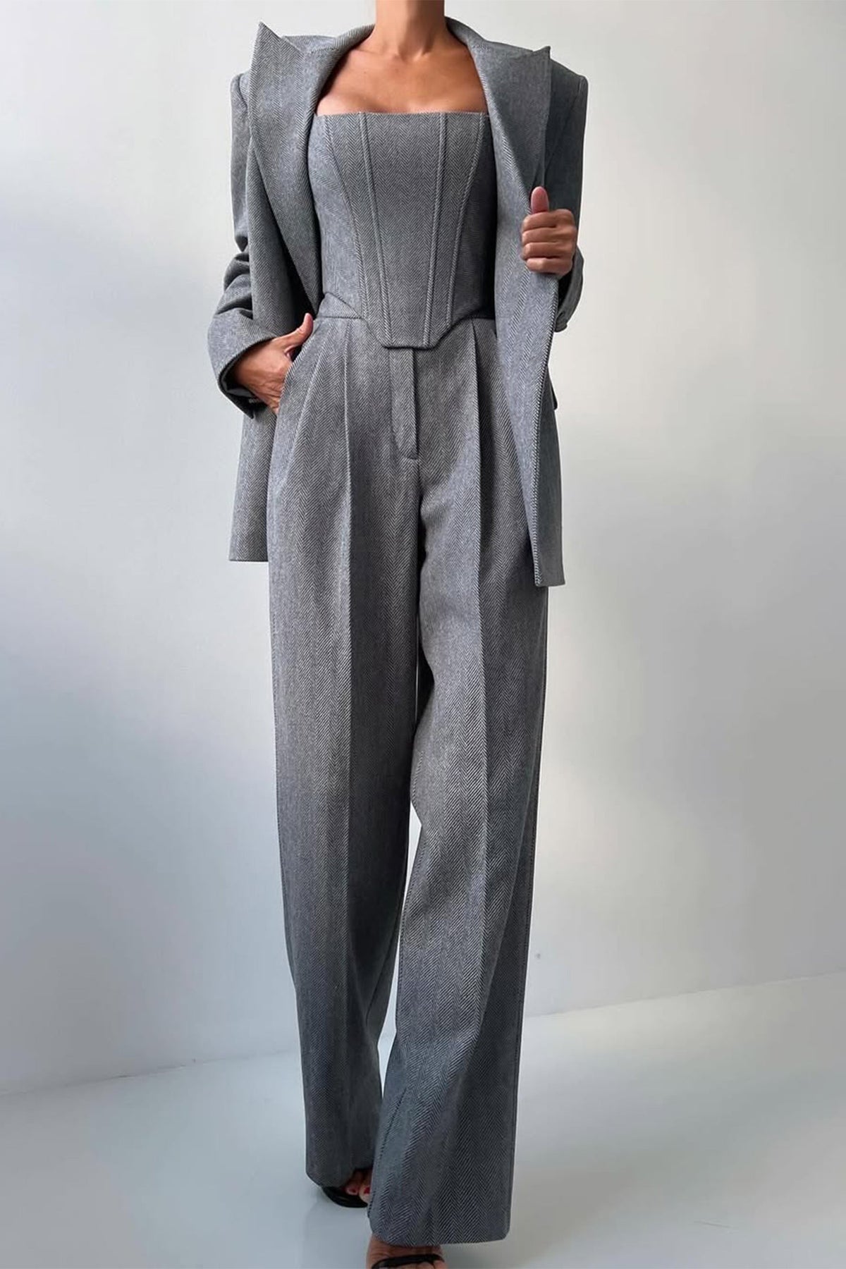 Three-Piece Set with Double-Breasted Blazer