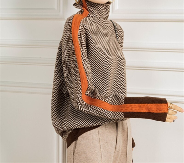 Clover | Herringbone Turtleneck Sweater