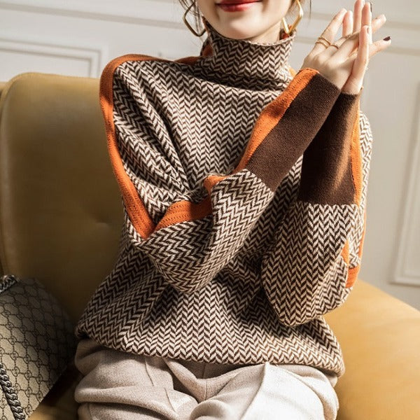 Clover | Herringbone Turtleneck Sweater