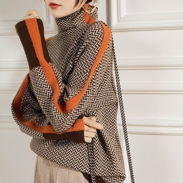 Clover | Herringbone Turtleneck Sweater