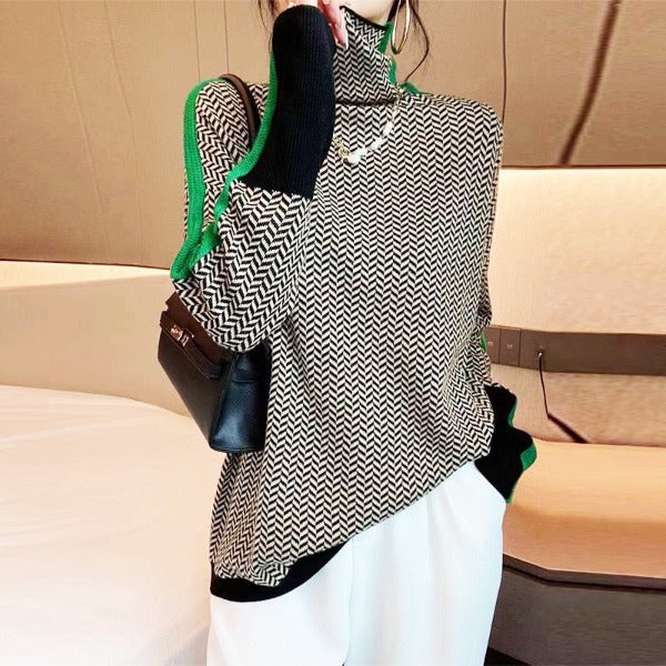 Clover | Herringbone Turtleneck Sweater