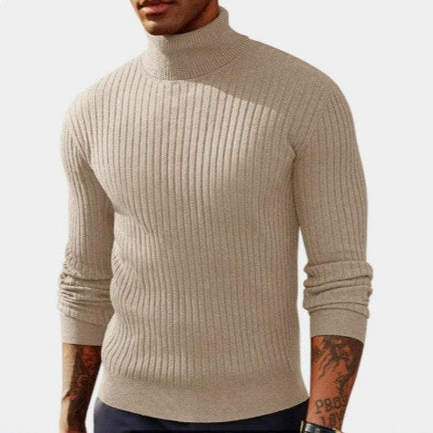 Timothy - Men's Ribbed Turtleneck Knit Sweater