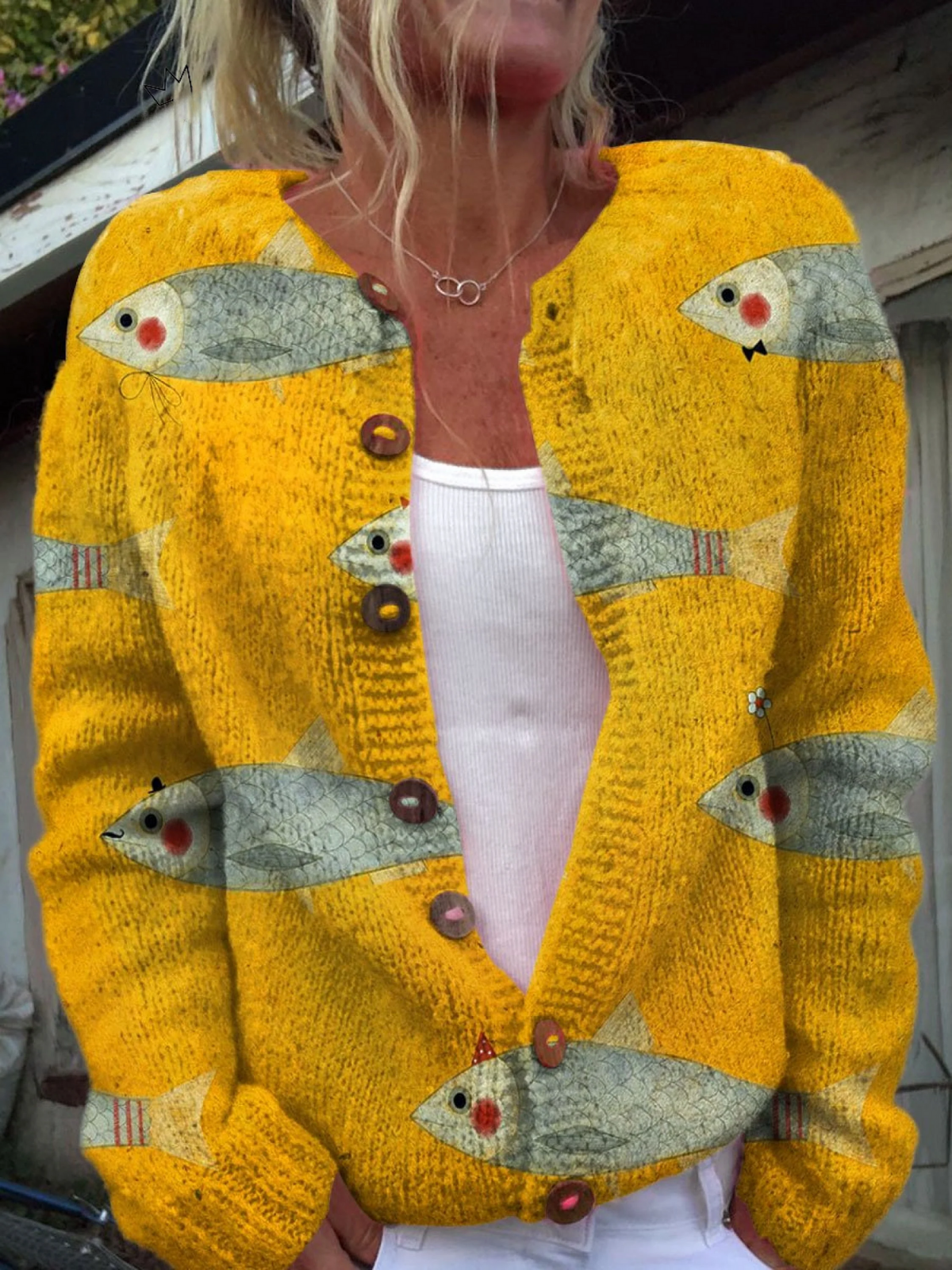 Selina | Fish Print Cardigan