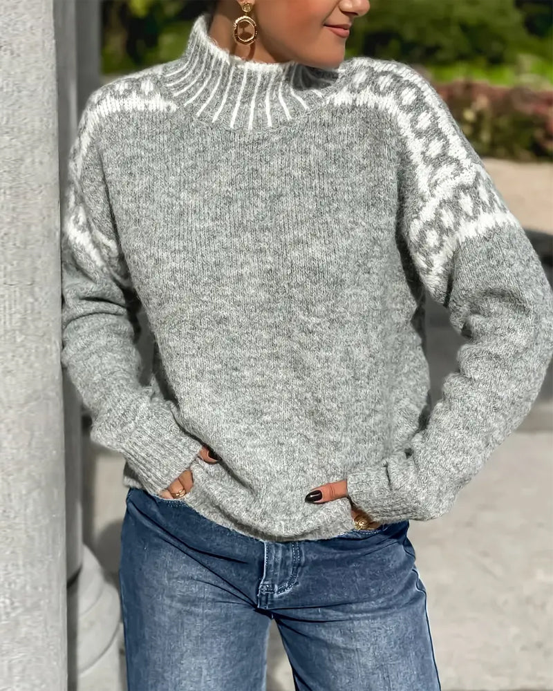 Carys | Mock Neck Gray Sweater