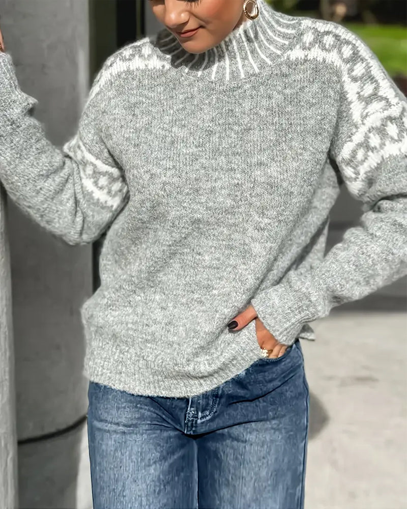Carys | Mock Neck Gray Sweater