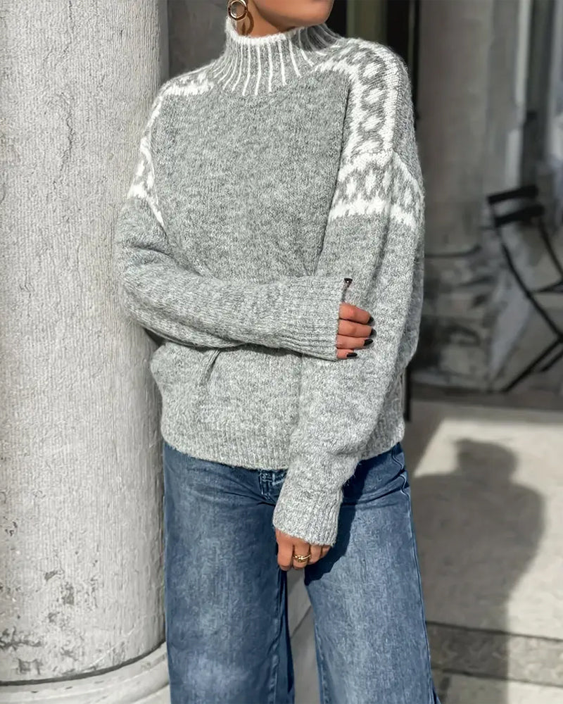 Carys | Mock Neck Gray Sweater