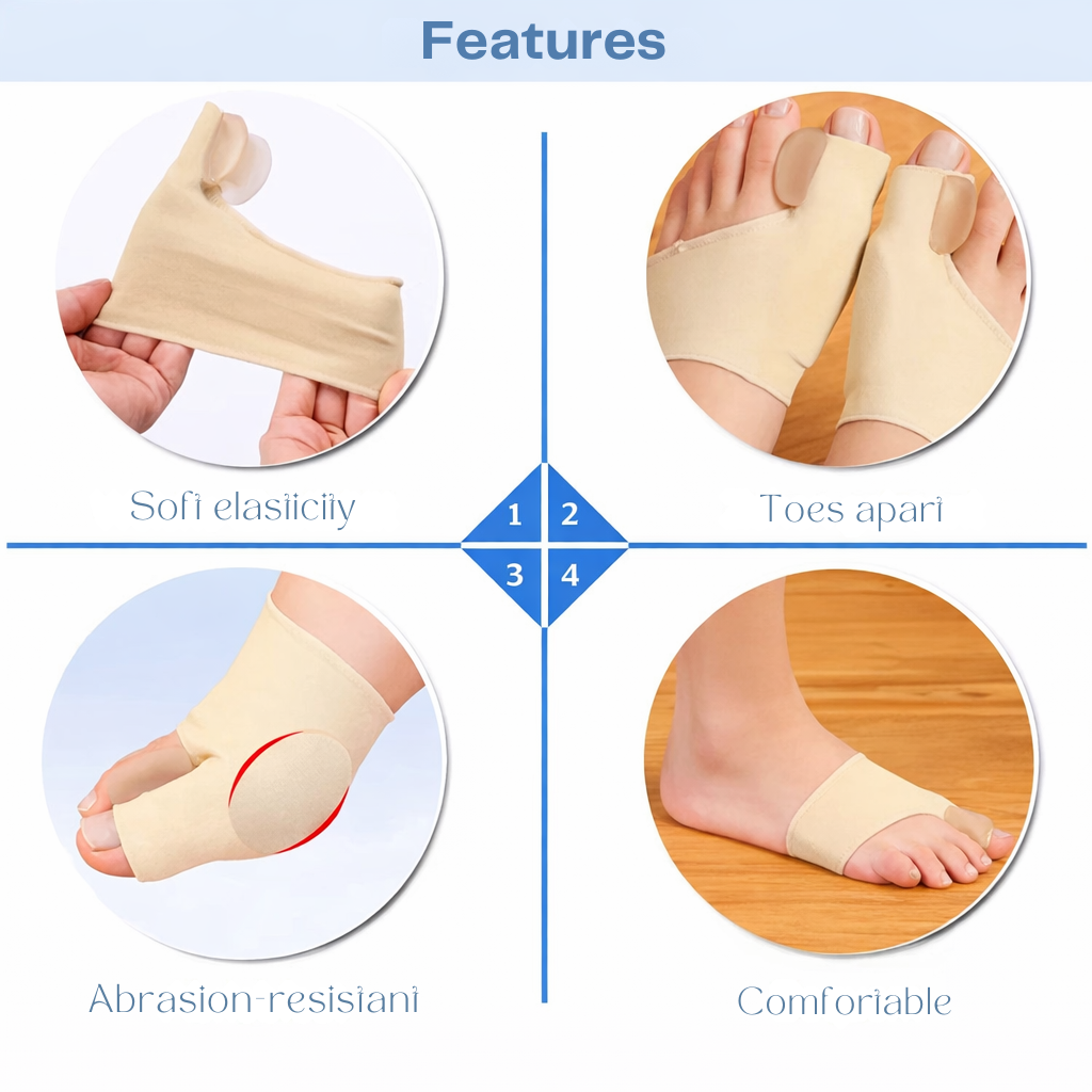 Toe Spacers with Gel Cushioning and Elastic Corrector Sleeve